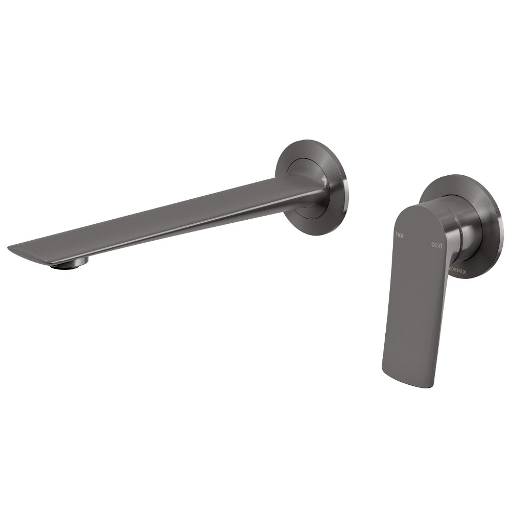 Phoenix Kusabi Switchmix Wall Basin / Bath Mixer Set 200mm Fit-Off Kit Brushed Carbon 138-2812-31-1