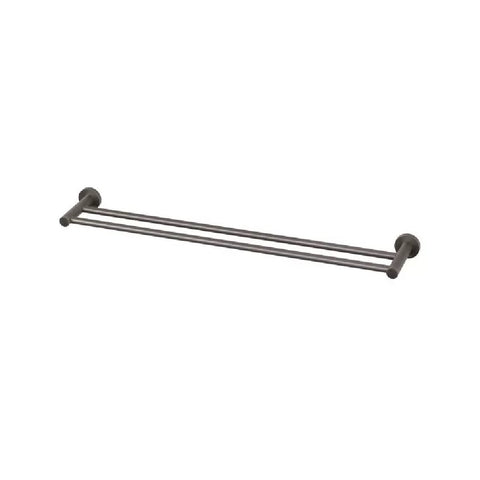 Phoenix Radii Double Towel Rail 800mm Round Plate Brushed Carbon RA812-31