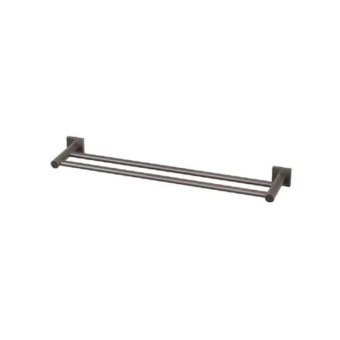 Phoenix Radii Double Towel Rail 600mm Square Plate Brushed Carbon RS813-31