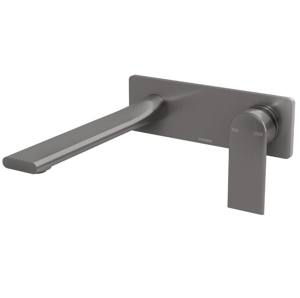 Phoenix Teel Switchmix Wall Basin / Bath Mixer Set 200mm Fit-Off Kit Brushed Carbon 118-2812-31-1