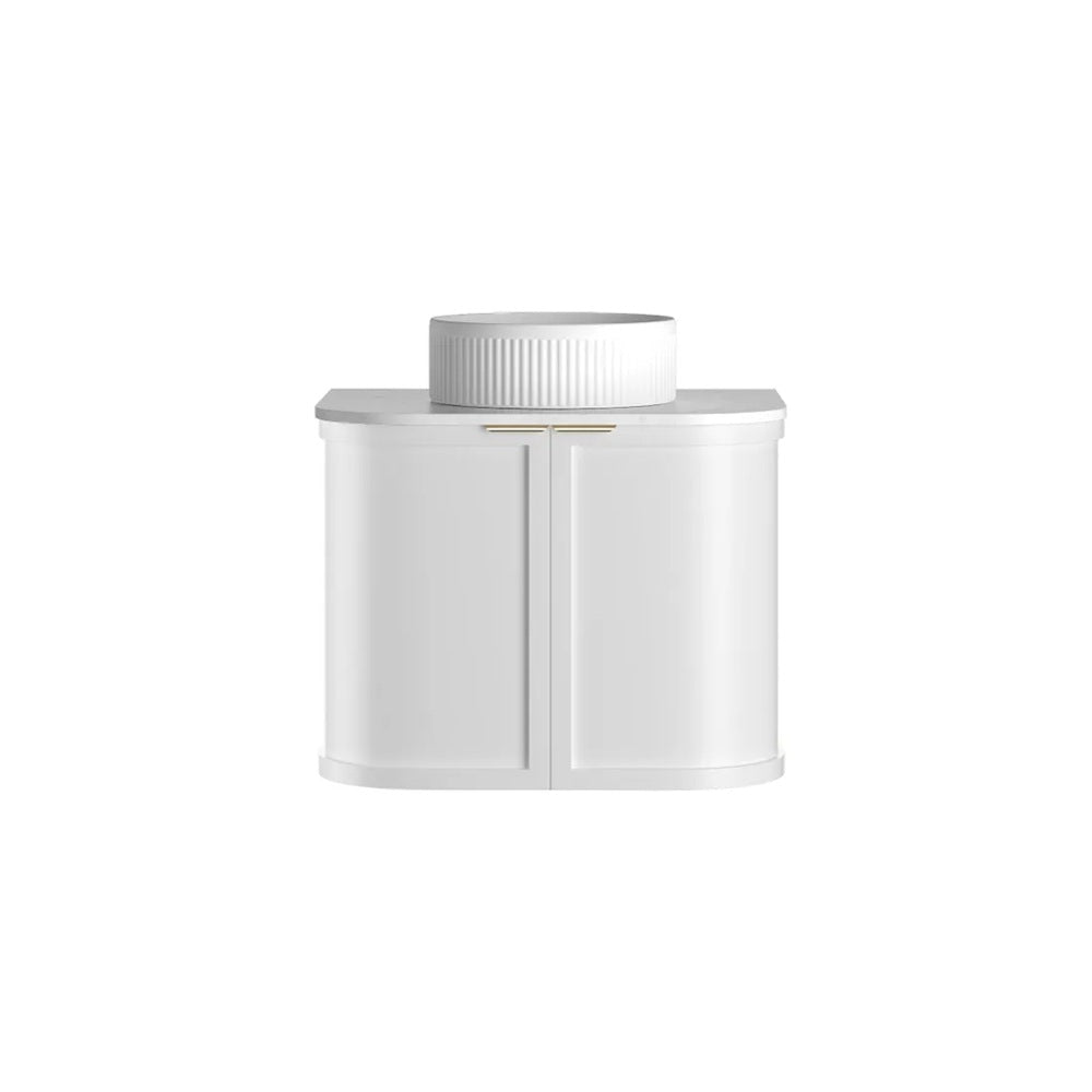 Otti Hampshire Wall Hung Curve Vanity 600mm Satin White w/ Natural Carrara Marble Top BOH600WST-NCA