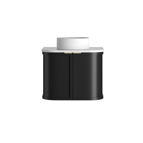 Otti Hampshire Wall Hung Curve Vanity 600mm Satin Black w/ Natural Carrara Marble Top BOH600BST-NCA