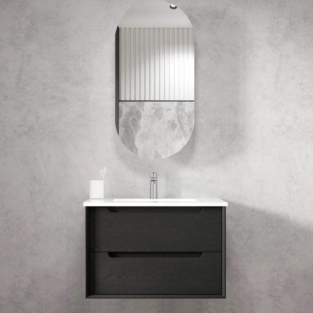 Otti Byron Wall Hung Vanity 750mm Black Oak w/ Ceramic Top BY750BCT