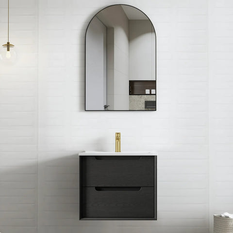 Otti Byron Wall Hung Vanity 600mm Black Oak w/ Ceramic Top BY600BCT