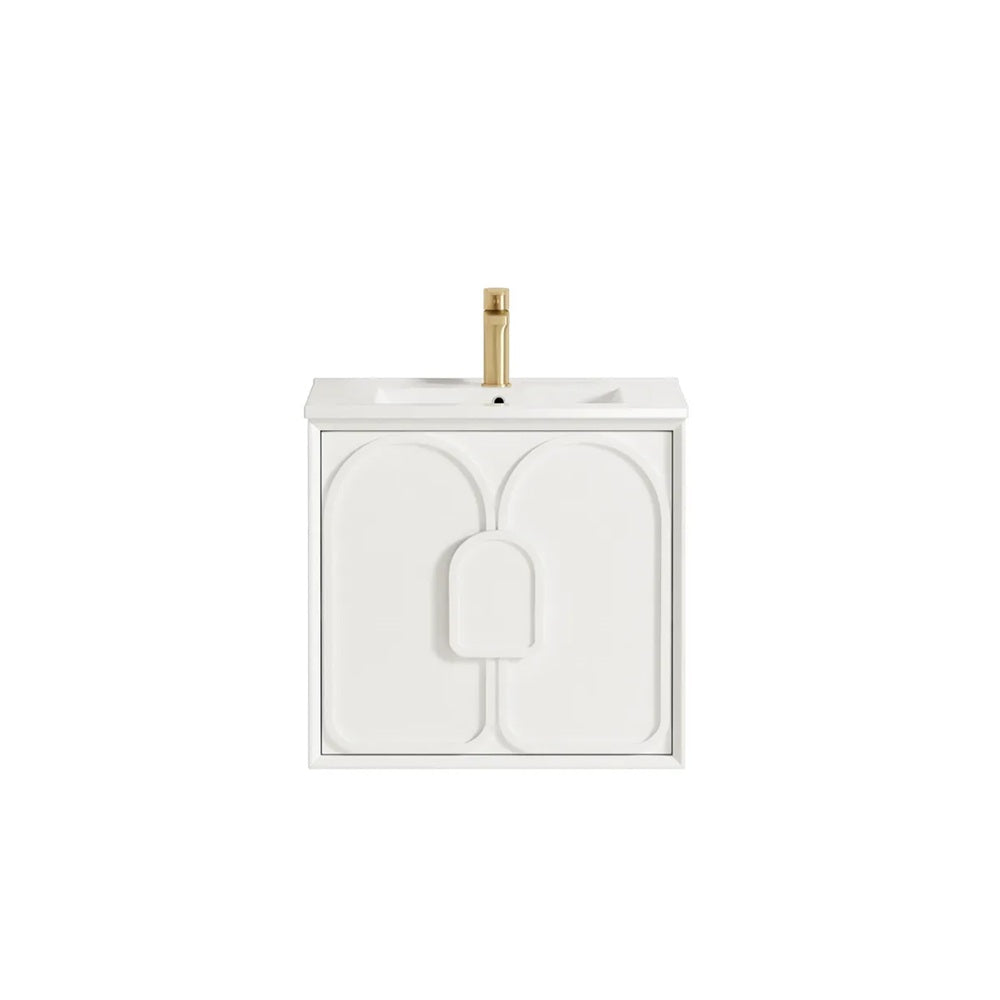 Otti Laguna Mk II Wall Hung Vanity 600mm Matte White w/ Ceramic Top LGM600WCT