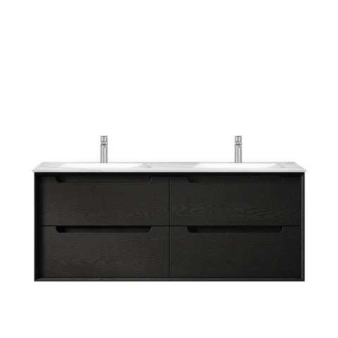 Otti Byron Wall Hung Cabinet Only Double Bowl 1200mm Black Oak BY1200B-D