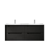 Otti Byron Wall Hung Vanity 1200mm Black Oak w/ Ceramic Top Double Bowl BY1200BCT-D