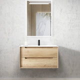 Otti Byron Wall Hung Vanity 900mm Natural Oak w/ Ceramic Top BY900NCT