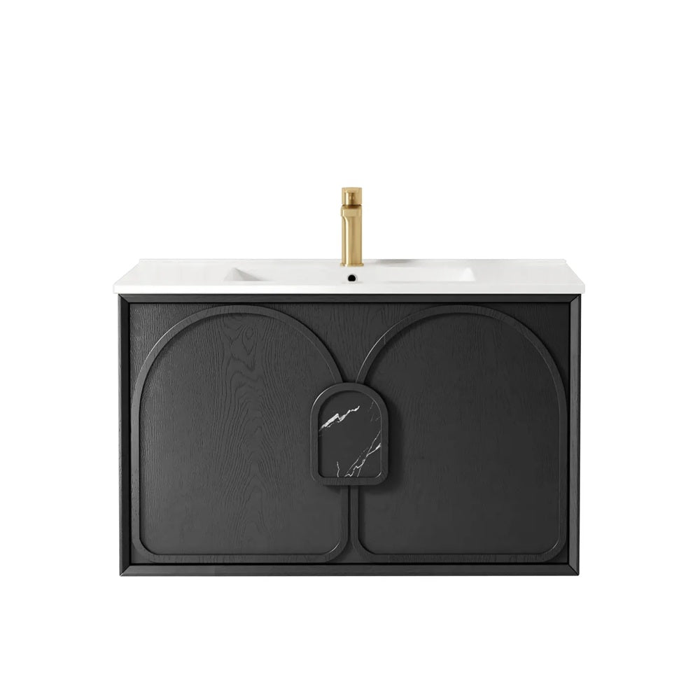 Otti Laguna Mk II Wall Hung Vanity 900mm Black Oak w/ Ceramic Top LGM900BCT