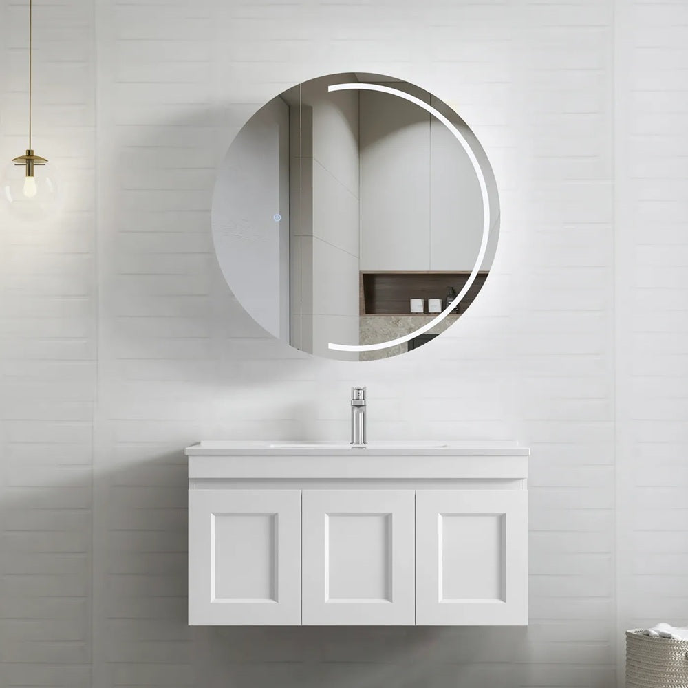 Otti Hampton Mark II Wall Hung Vanity 900mm Satin White w/ Ceramic Top HPM900WCT