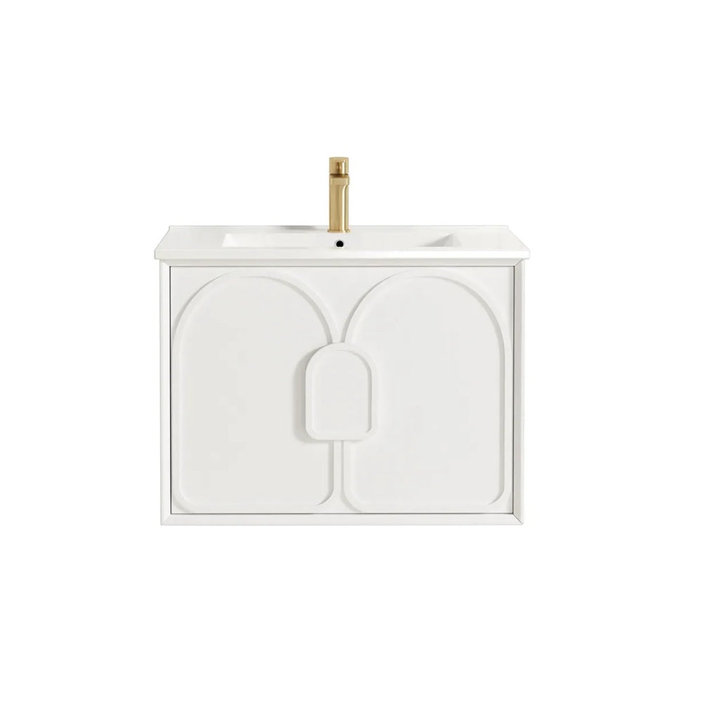 Otti Laguna Mk II Wall Hung Vanity 750mm Matte White w/ Ceramic Top LGM750WCT