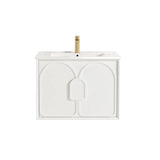 Otti Laguna Mk II Wall Hung Vanity 750mm Matte White w/ Ceramic Top LGM750WCT