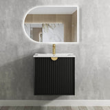 Otti Marlo Wall Hung Vanity 600mm Matte Black w/ Ceramic Top MA600BCT