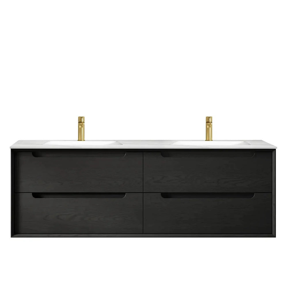 Otti Byron Wall Hung Vanity 1500mm Black Oak w/ Ceramic Top BY1500BCT