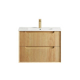 Otti Byron Fluted Wall Hung Vanity 750mm Woodland Oak / White Top BYW750LCT