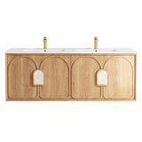 Otti Laguna Mk II Wall Hung Vanity 1500mm Natural Woodland Oak w/ Ceramic Top LGM1500NCT