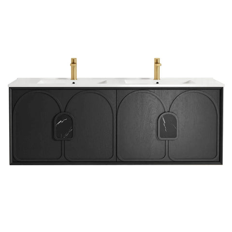 Otti Laguna Mk II Wall Hung Vanity 1500mm Black Oak w/ Ceramic Top LGM1500BCT
