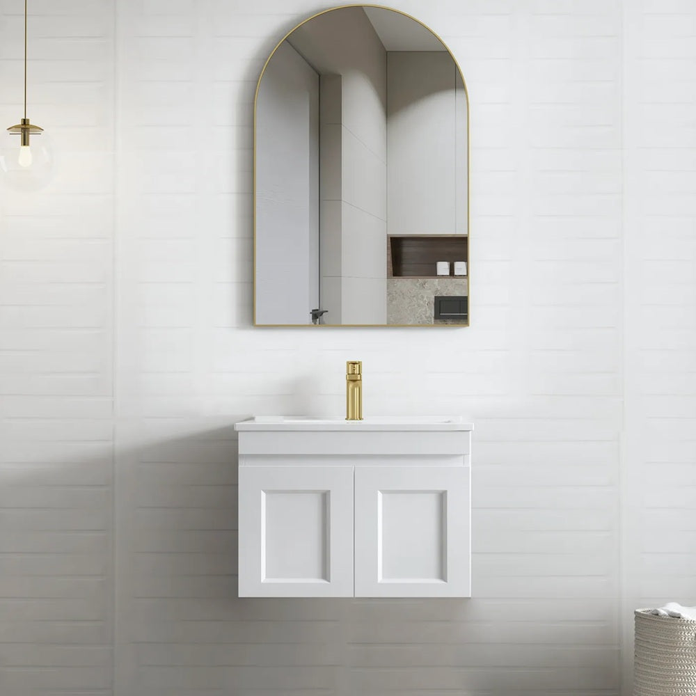 Otti Hampton Mark II Wall Hung Vanity 600mm Satin White w/ Ceramic Top HPM600WCT