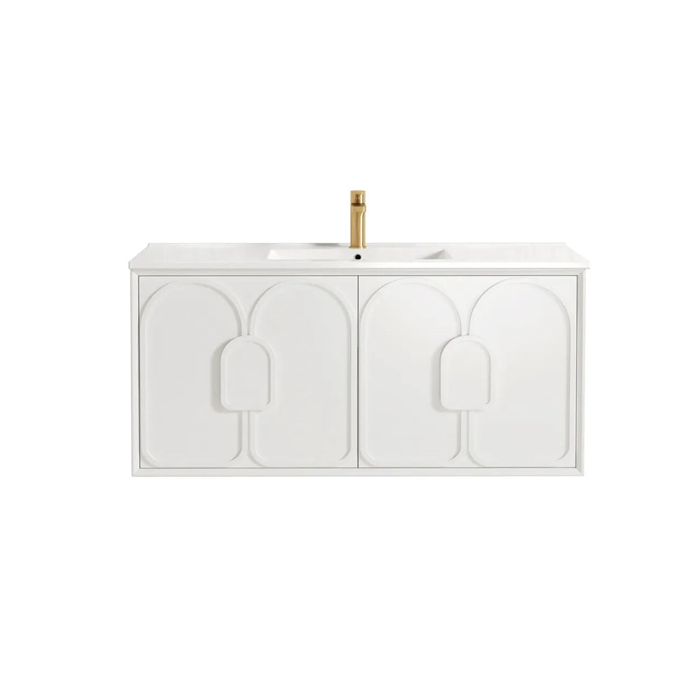 Otti Laguna Mk II Wall Hung Vanity 1200mm Matte White w/ Ceramic Top LGM1200WCT