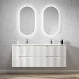 Otti Noosa Wall Hung Vanity 1500mm Satin White w/ Ceramic Top NS1500WCT