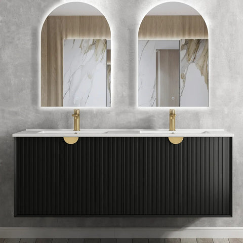 Otti Marlo Wall Hung Vanity 1500mm Matte Black w/ Ceramic Top MA1500BCT