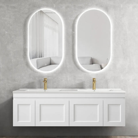 Otti Hampton Mark II Wall Hung Vanity 1500mm Satin White w/ Ceramic Top HPM1500WCT