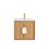 Otti Laguna Mk II Wall Hung Vanity 600mm Natural Woodland Oak w/ Ceramic Top LGM600NCT