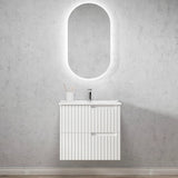 Otti Noosa Wall Hung Vanity 600mm Satin White w/ Ceramic Top NS600WCT