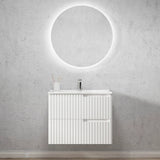 Otti Noosa Wall Hung Vanity 750mm Satin White w/ Undermount Natural Carrara Marble Top & Basin NS750WSTUD-NCA-UB