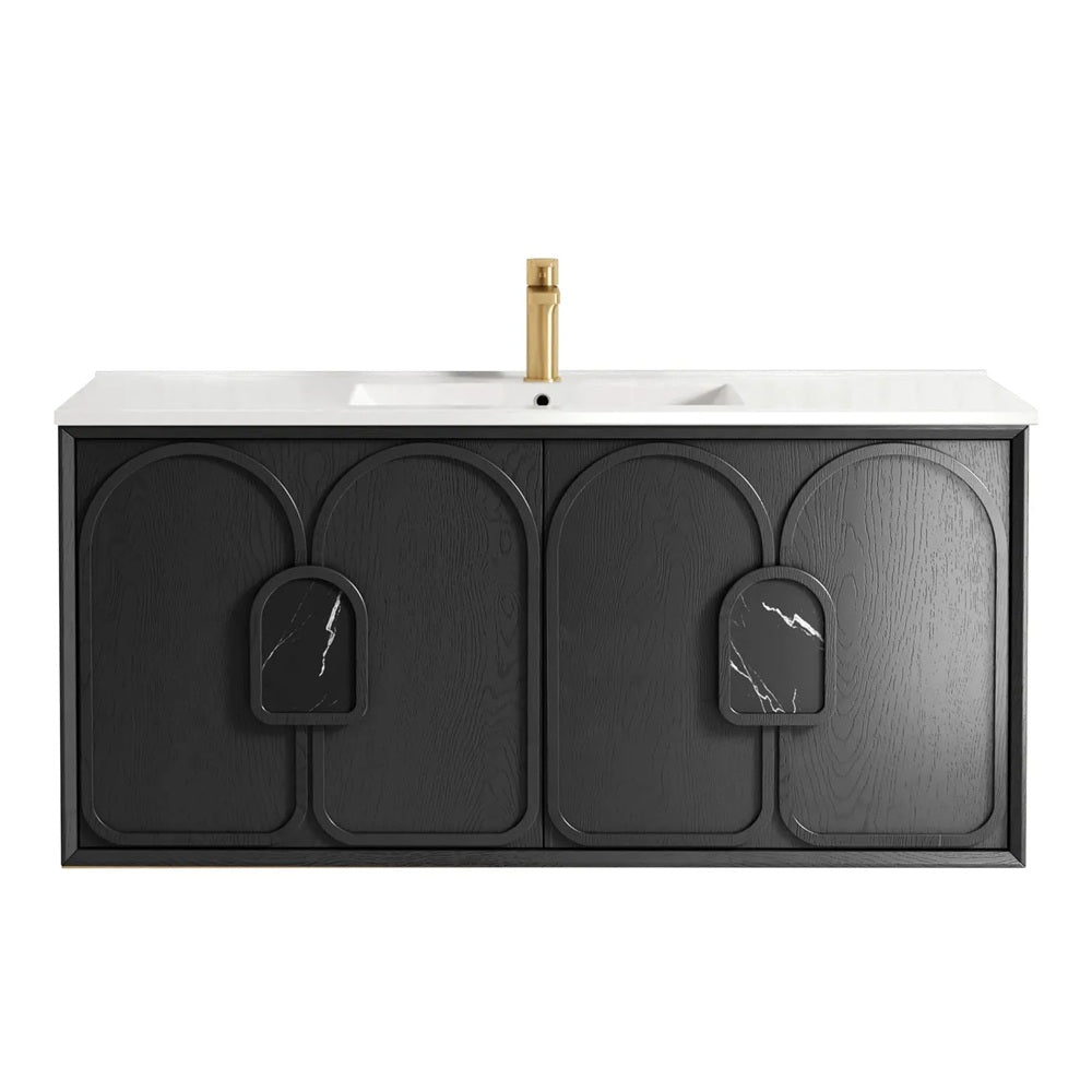 Otti Laguna Mk II Wall Hung Vanity 1200mm Black Oak w/ Ceramic Top LGM1200BCT