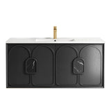 Otti Laguna Mk II Wall Hung Vanity 1200mm Black Oak w/ Ceramic Top LGM1200BCT