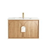 Otti Laguna Mk II Wall Hung Vanity 900mm Natural Woodland Oak w/ Ceramic Top LGM900NCT