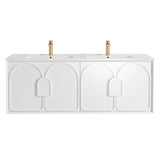 Otti Laguna Mk II Wall Hung Vanity 1500mm Matte White w/ Undermount Natural Carrara Marble Top & Basin LGM1500WSTUD-NCA-UB