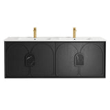Otti Laguna Mk II Wall Hung Vanity 1500mm Black Oak w/ Undermount Natural Carrara Marble Top & Basin LGM1500BSTUD-NCA-UB