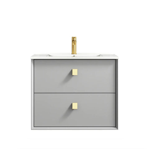 Otti Boston Wall Hung Vanity 600mm Light Grey / White Top BS600LGCT