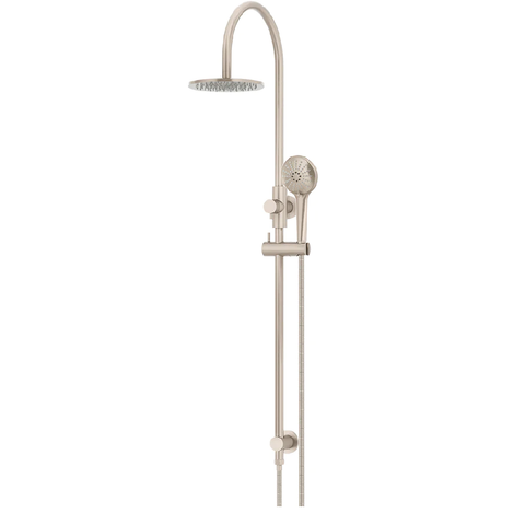 Meir Round Overhead Shower Rail - Three Function Hand Shower Set 200mm Champagne MZ0904-CH