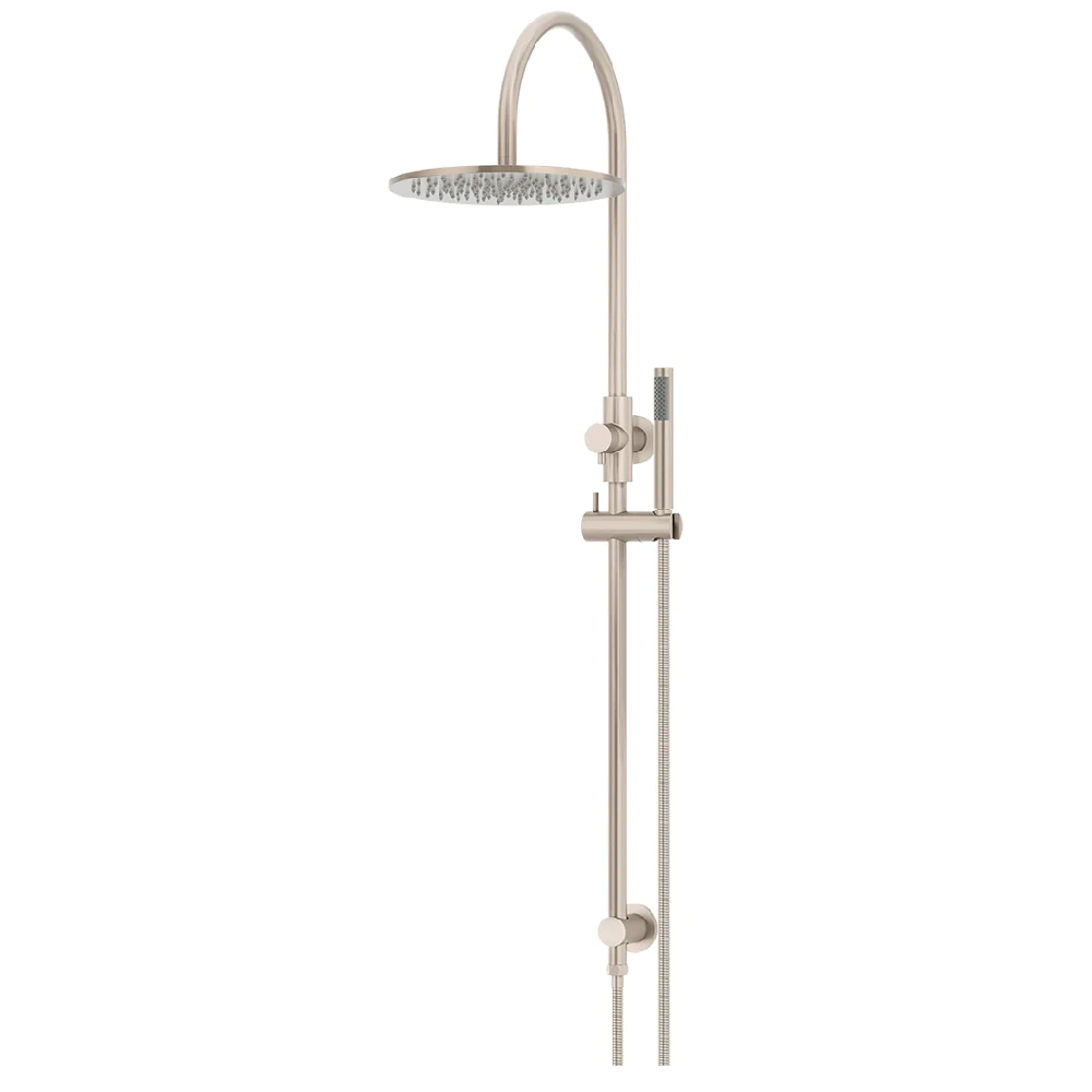Meir Round Overhead Shower Rail - Single Function Hand Shower Set 300mm Champagne MZ0906-R-CH