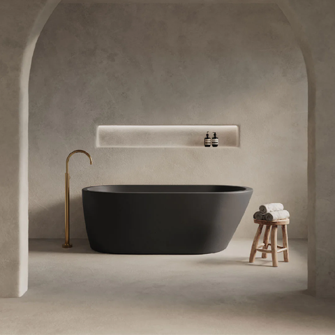 Nood Co Juno Freestanding Concrete Bathtub 1690mm Charcoal JU1-5-0-CH