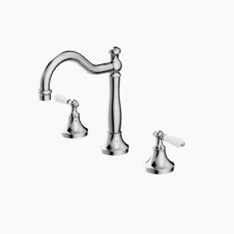 Nero York Swivel Basin Set w/ White Porcelain Lever Polished Nickel NR692102A01PN