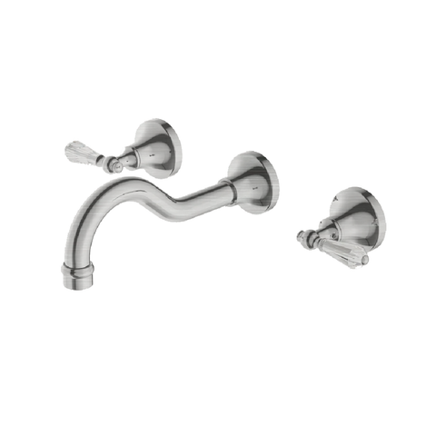 Nero York Wall Basin Set w/ White Porcelain Lever Brushed Nickel NR692107A01BN