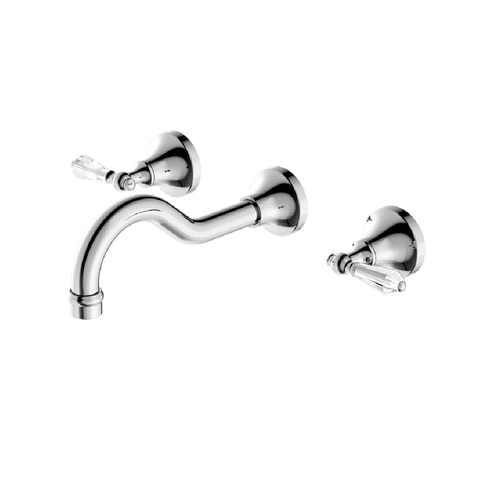 Nero York Wall Basin Set w/ White Porcelain Lever Polished Nickel NR692107A01PN