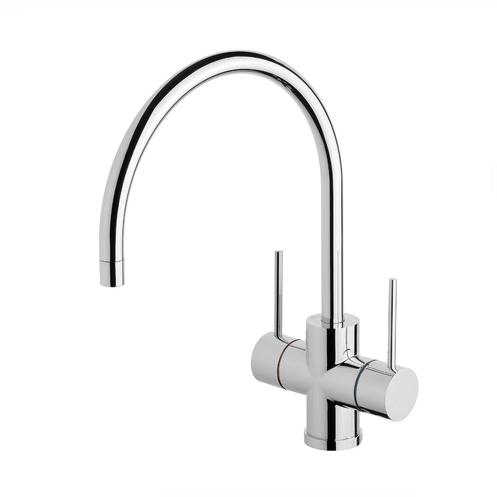 Phoenix Vivid Slimline Twin Handle Sink Mixer 220mm Gooseneck Chrome VS712-00-1