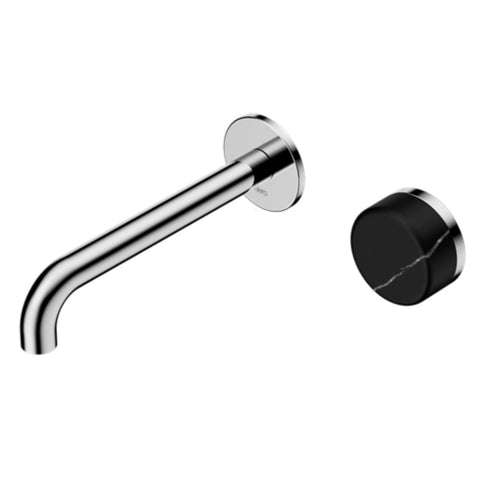 Nero Serenity Progressive Wall Basin Mixer 160mm Spout w/ Marquina Black Handle Chrome 24E138CH