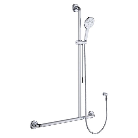 Fienza Luciana Care Inverted T Rail Shower with Push/ Pull Slider Right Hand Chrome 444113RH-P