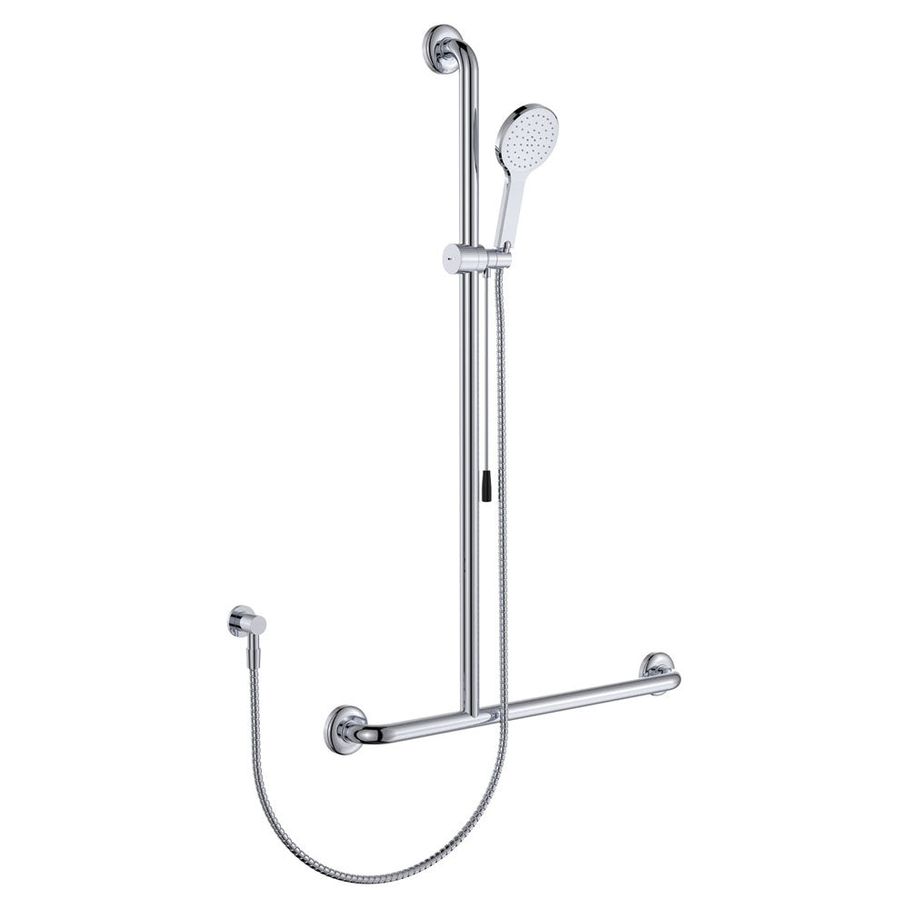 Fienza Luciana Care Inverted T Rail Shower with Push/ Pull Slider Left Hand Chrome 444113LH-P