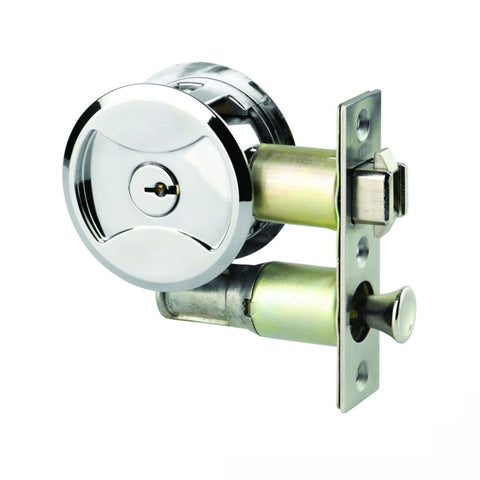 Lockwood Symmetry Round Cavity Sliding Door Entrance Set Chrome Plate 7444CPDP