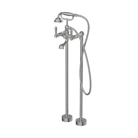 Nero York Freestanding Bath Mixer & Hand Shower w/ Metal Lever Brushed Nickel NR692103A02BN