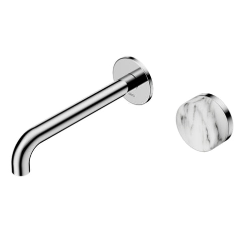 Nero Serenity Progressive Wall Basin Mixer 220mm Spout w/ Arabescato Corchia Handle Chrome 24E076CH