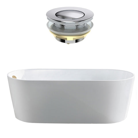 Seima Limni 101 Freestanding Bath 1700mm Gloss White + Flexiwaste Overflow Kit & Pop-Out Waste Chrome 192807