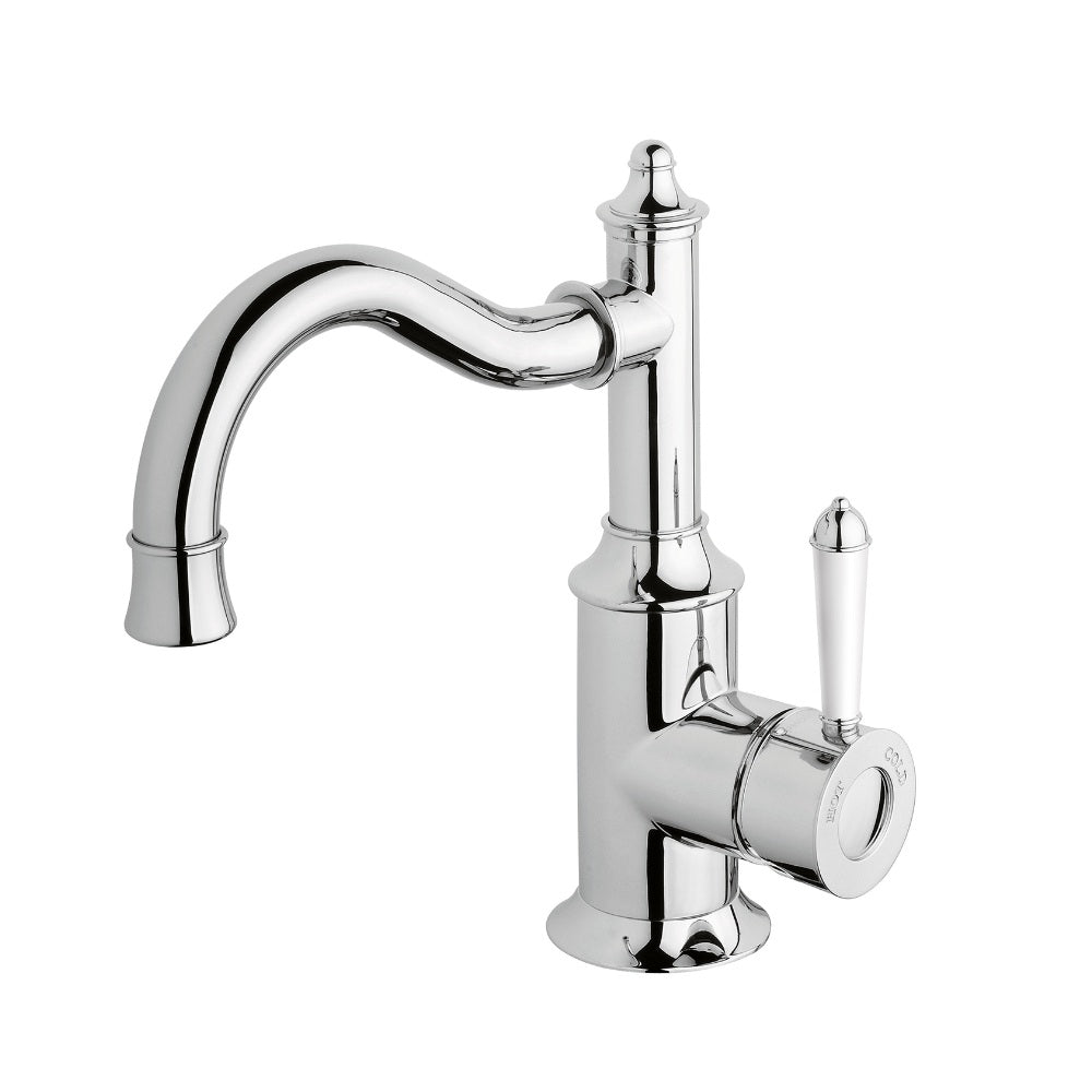 Phoenix Nostalgia Basin Mixer 160mm Shepherds Crook Chrome/White NS748-62-1